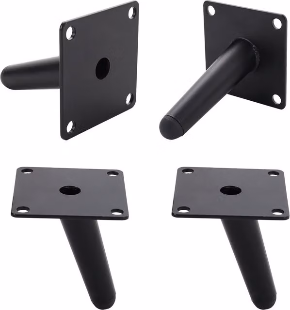 Livingandhome Modern Tapered Metal Furniture Replacement Legs in Matt Black, Height: 10 cm