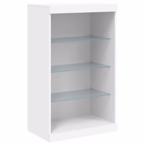 vidaXL Modern White Sideboard with Integrated LED Lights, W/D/H: 60.5 x 37 x 100 cm