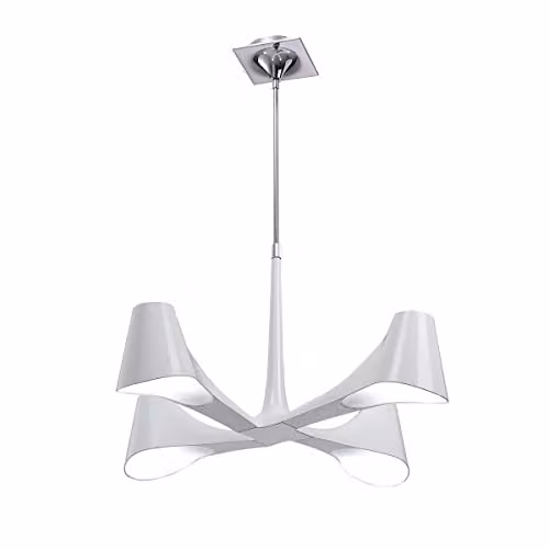 Netlighting Ora Telescopic Convertible Semi Flush Ceiling Light in Gloss White and Polished Chrome with 4 x E27 Bulbs Included