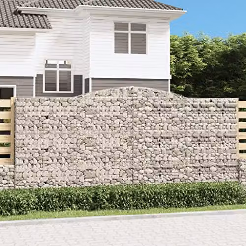 vidaXL Set of 4 Arched Gabion Baskets in Silver Galvanised Steel, W/D/H: 400 x 50 x 180/200 cm – 2