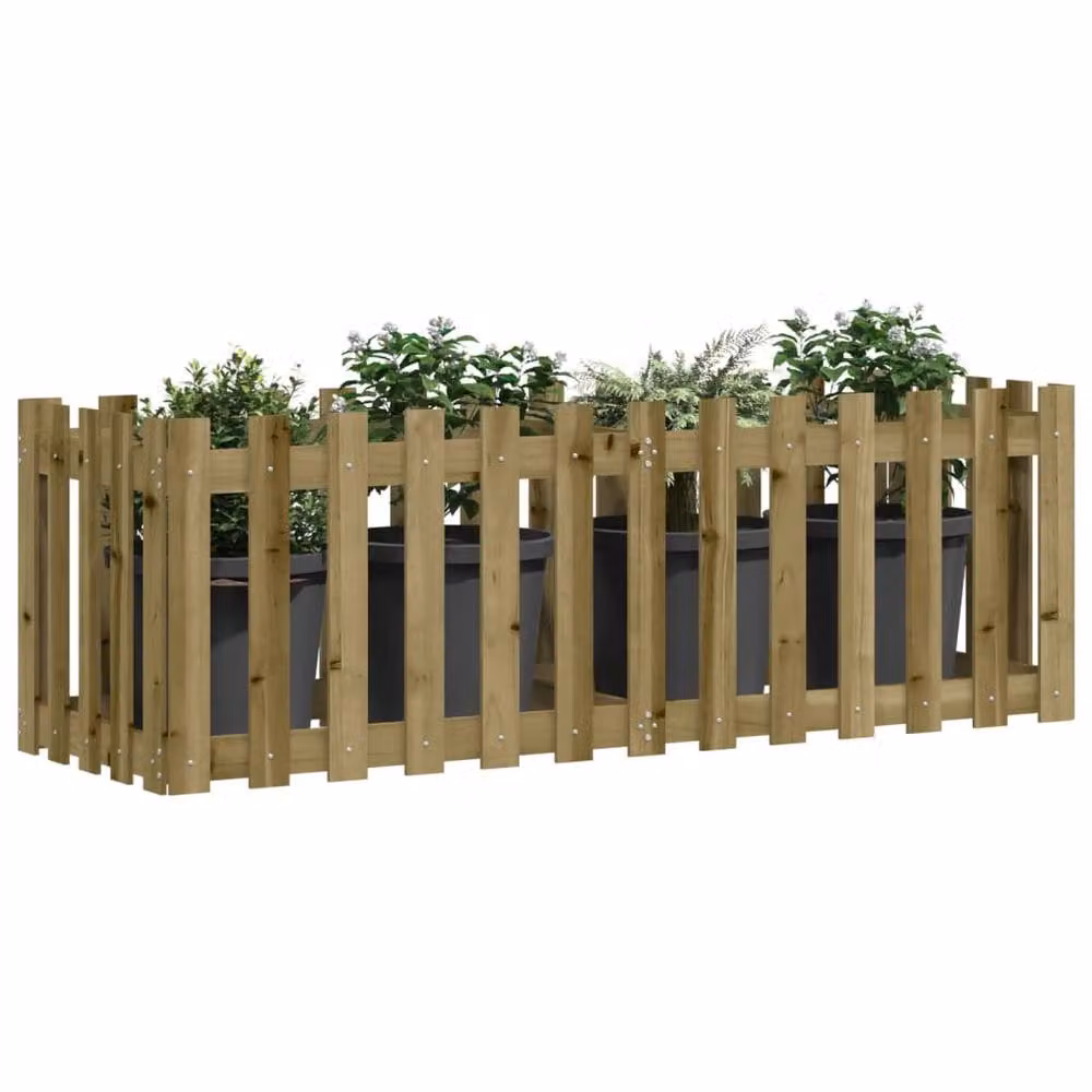 Berkfield Home Garden Raised Bed with Fence Design in Brown, Impregnated Pine Wood, W: 150 cm, D: 50 cm, H: 50 cm – 3