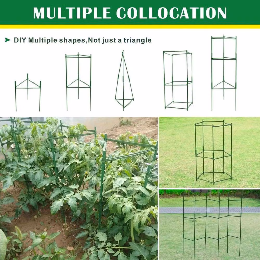 NESTLUNE 3-Piece Green Metal Conical Obelisk Garden Plant Support Brackets, Height: 100 cm, Width: 15 cm, Depth: 15 cm – 4