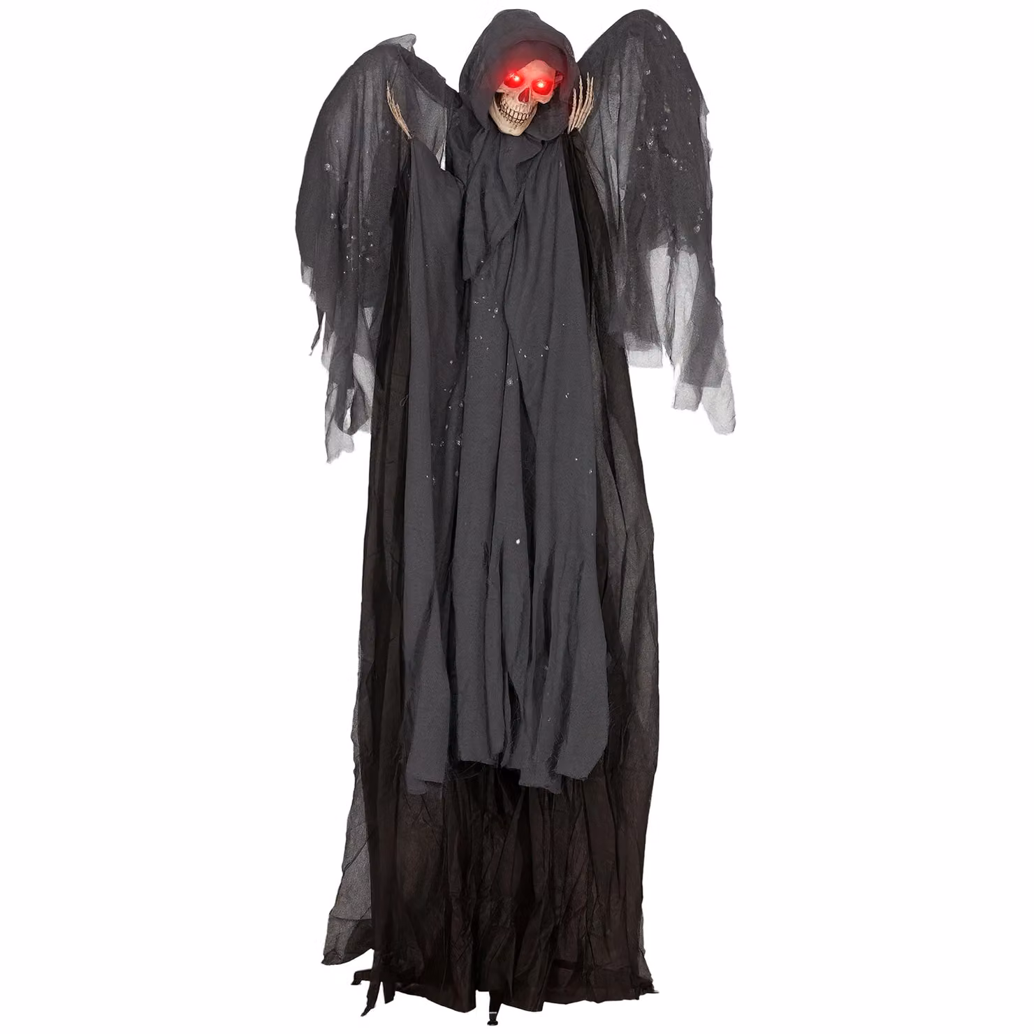 HOMCOM Winged Grim Reaper Animatronic Halloween Prop with Light Up Eyes in Grey – 2