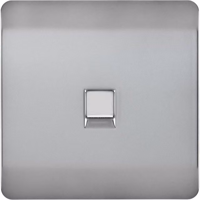 Trendi Switch 1 Gang RJ45 Cat 6 PC Ethernet Flush Socket in Brushed Steel Silver Grey