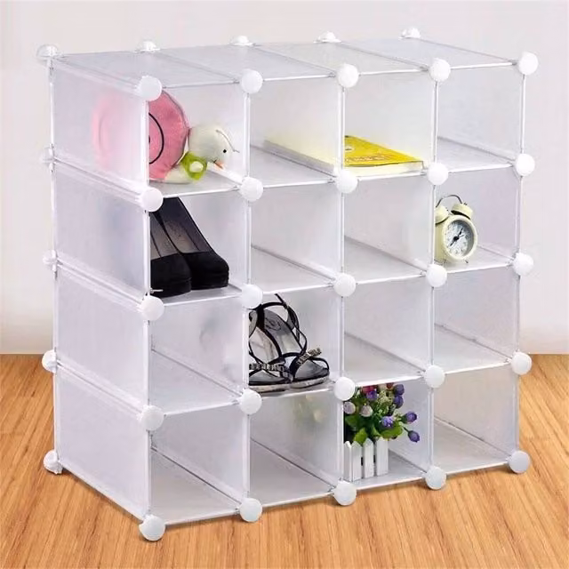 KORVIXA Interlocking 16-Pair Cube Shoe Storage Rack Organizer in White, Width: 80 cm