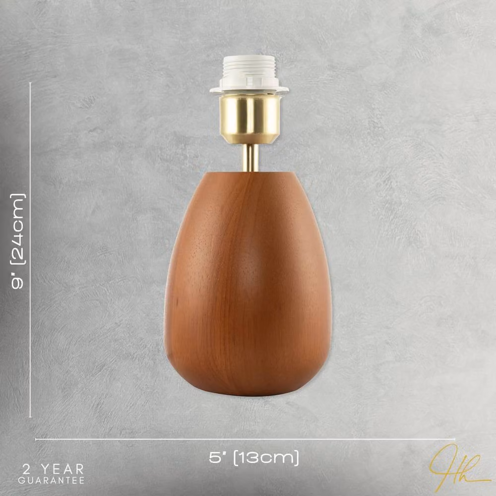 Happy Homewares Chunky Wooden Table Lamp Base with Mahogany Finish and Inline Switch in Brown – 4