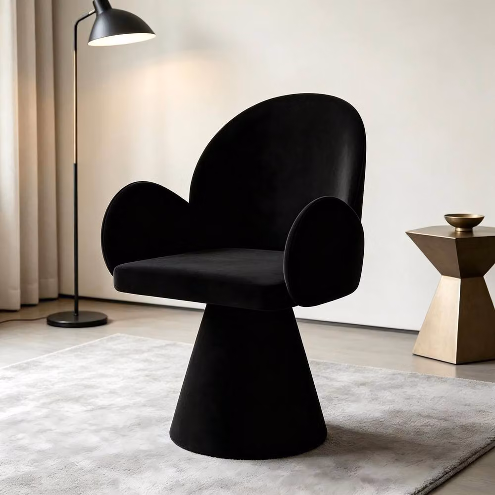 STILVORA Modern Rotating Stool in Black Fabric – 5