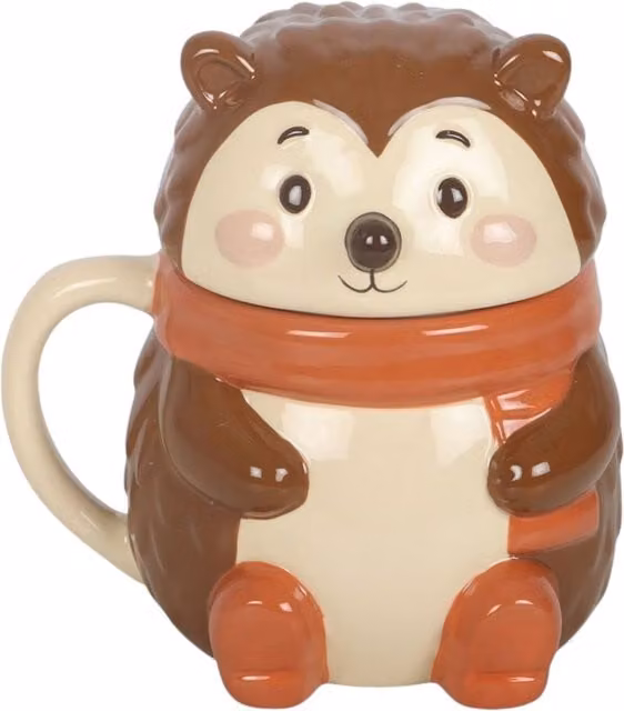 Something Different Wholesale Hazel Hedgehog Ceramic Lidded Mug in Brown