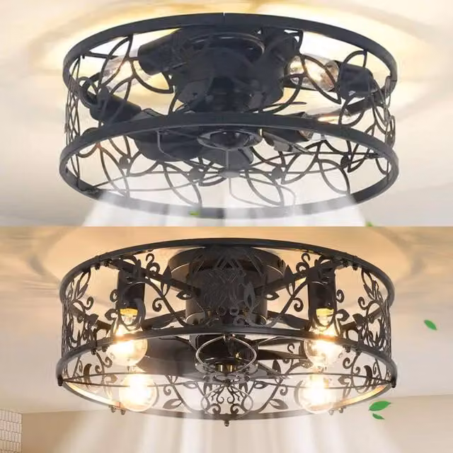 Garwarm Black Ceiling Light Fan with Remote Control