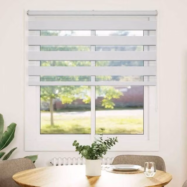 Berkfield Home White Polyester Zebra Day and Night Blind, W: 125 cm, H: 100 cm