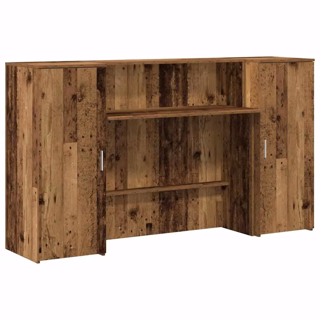 Berkfield Home Old Wood Reception Desk in Brown, W/D/H: 180 x 50 x 103.5 cm – 2