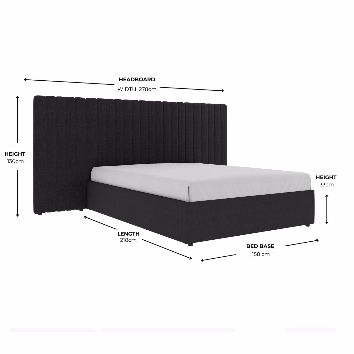 Modish Furnishing Inaya Black Velvet Wide Panel Headboard Ottoman Storage Bed King Size W/D/H: 180 x 200 cm – 4