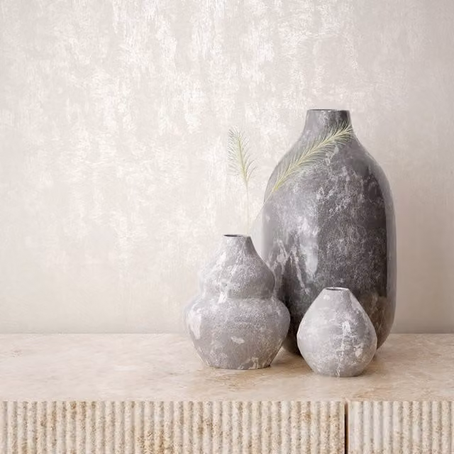 Galerie Olio Textured Pearlescent Wallpaper in Light Beige and Silver