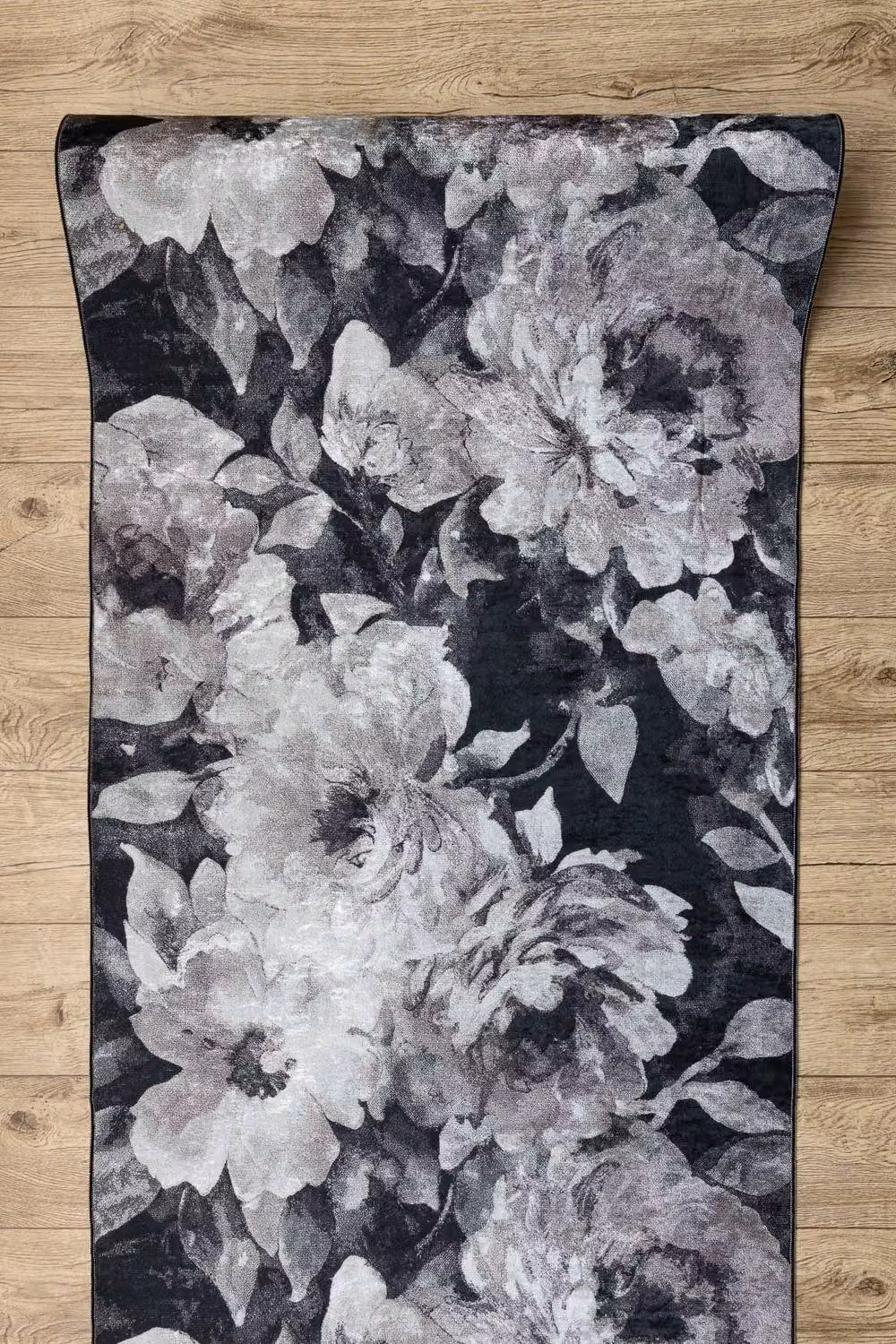 RugsX Grey Lotus Anti-Slip Floral Runner, W: 80 cm, L: 160 cm – 4