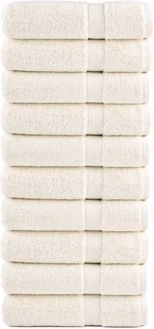 Berkfield Home SOLUND Premium Cotton Terry Hand Towels, 10 Pack, Beige, W: 50 cm, H: 100 cm, 600 gsm