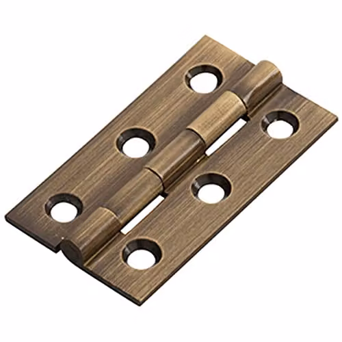 Loops Pair of Antique Brass Screw-On Cabinet Hinges, W/D/H: 50 x 28 x 1.5 mm