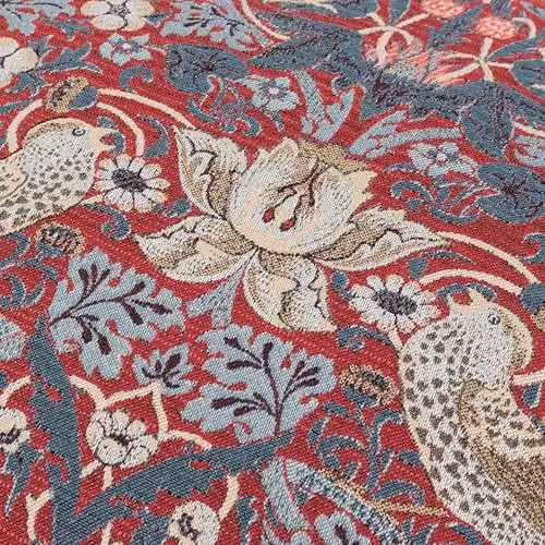 Morris & Co. Strawberry Thief Feather Rich Filled Jacquard Velvet Cushion, Berry, W/D/H: 55 x 55 x 55 cm – 4