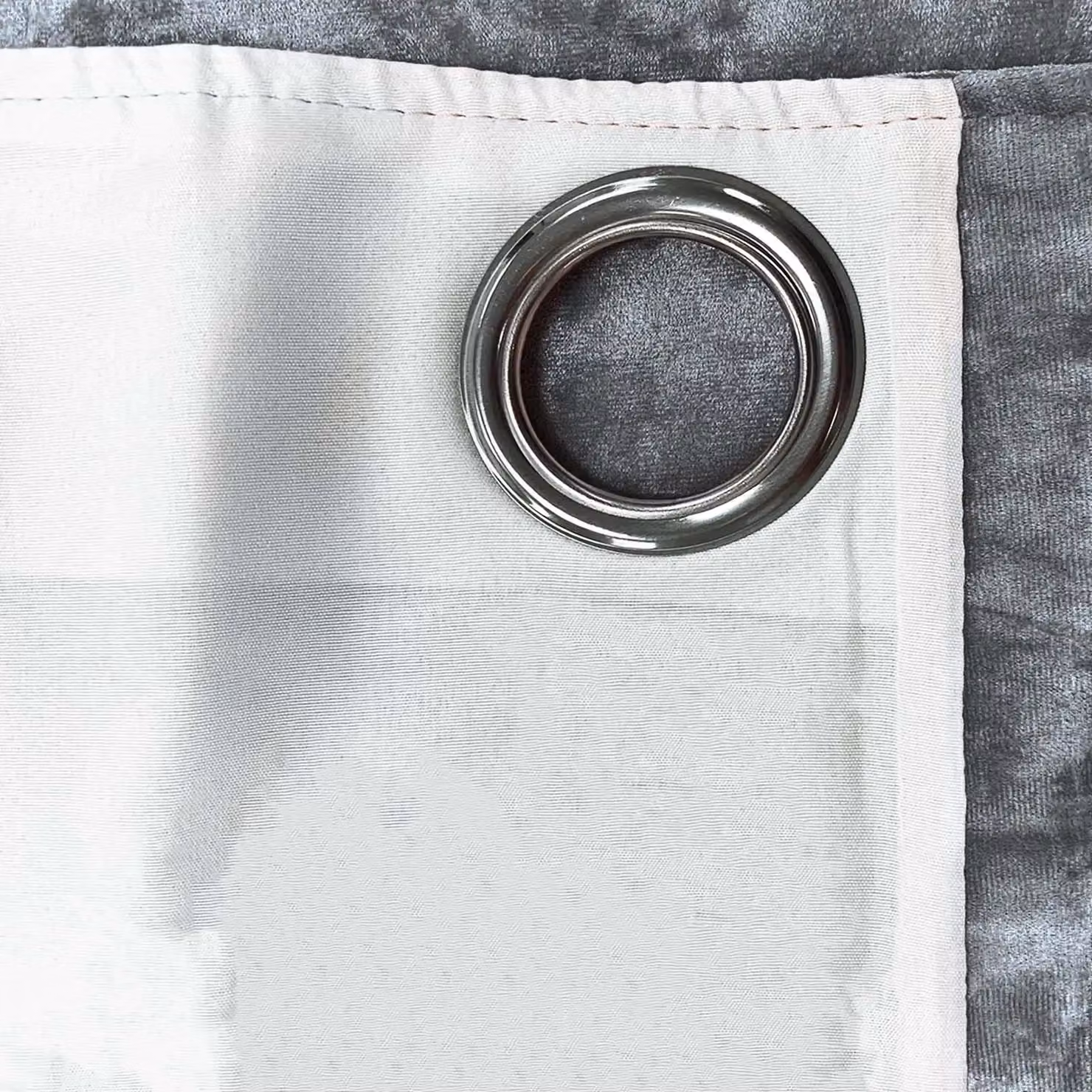 Sienna Pair of Silver Grey Crushed Velvet Eyelet Curtains, Fully Lined and Thermal Insulating, Width: 182 cm, Height: 182 cm – 2