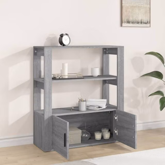 Berkfield Home Grey Sonoma Modern Sideboard in Matt Engineered Wood W/D/H: 80 x 30 x 90 cm – 1
