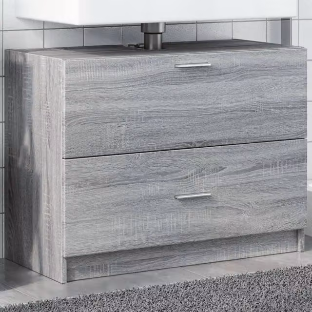 Berkfield Home Sink Cabinet in Grey Sonoma, W: 78 cm, D: 37 cm, H: 59 cm – 1