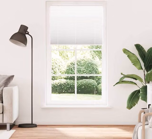 Berkfield Home Single Pleat Fabric Blind in White, W/H: 105 x 200 cm