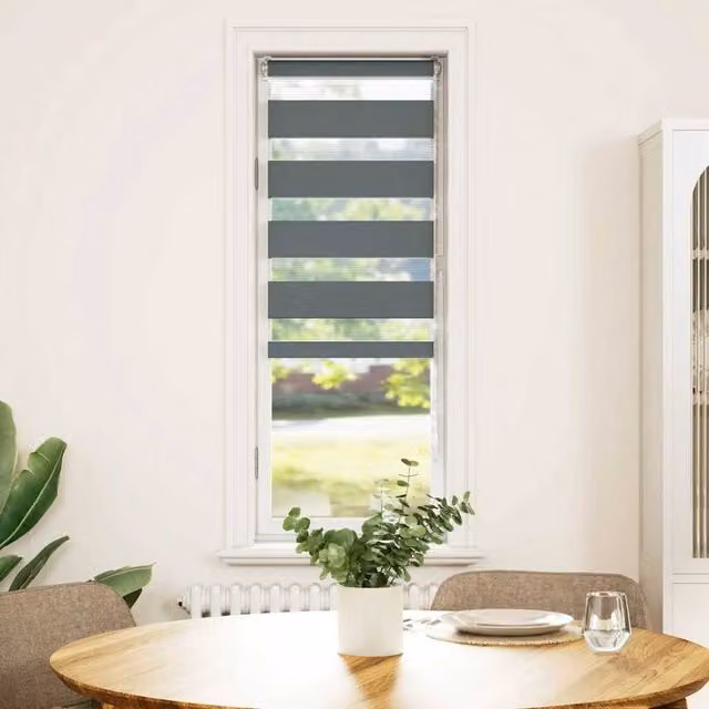 Berkfield Home Zebra Blind in Dark Grey Polyester, W: 40 cm, H: 150 cm