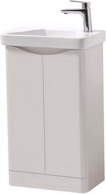 Clifton 2 Door Standing Cloakroom Unit and Ceramic Basin in Grey and White, Width: 50 cm, Depth: 29 cm, Height: 84 cm
