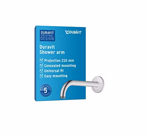 Duravit Universal Round Shower Arm and Wall Mounted Faucet in Chrome with 210 mm Shower Head