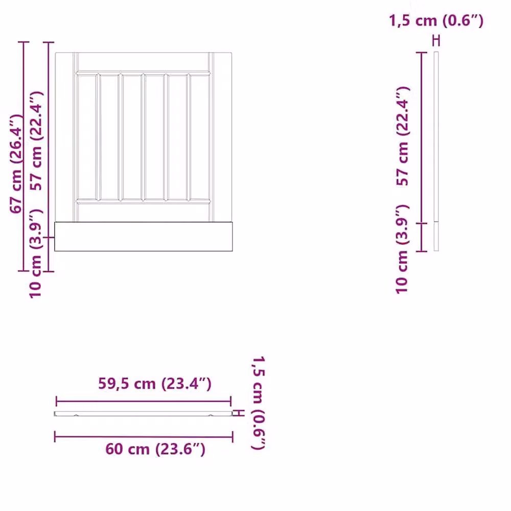 Berkfield Home Lucca Dishwasher Panel in Old Wood Brown, Engineered Wood, W: 67.0 cm, H: 60.0 cm – 4