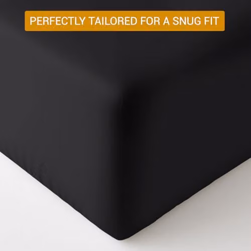 Pamposh King Size Mako Satin Cotton Fitted Sheet, Black, W/D/H: 180 x 200 x 35 cm – 6
