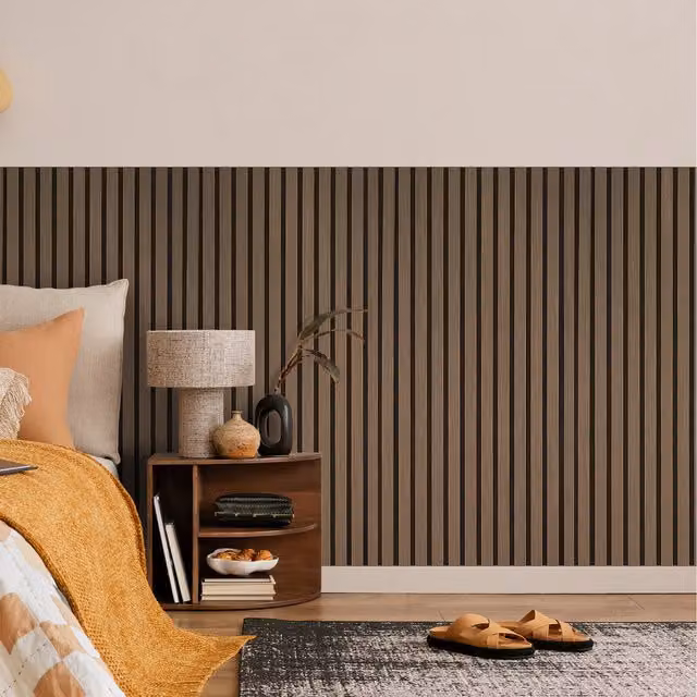 Fuse Acoustic Wooden Wall Panel in Smoked Oak, W: 60 cm, H: 120 cm