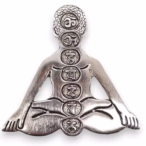 KDMD Seven Chakra Yoga Incense Holder in Silver Aluminium, W/D/H: 12 x 12 x 1 cm