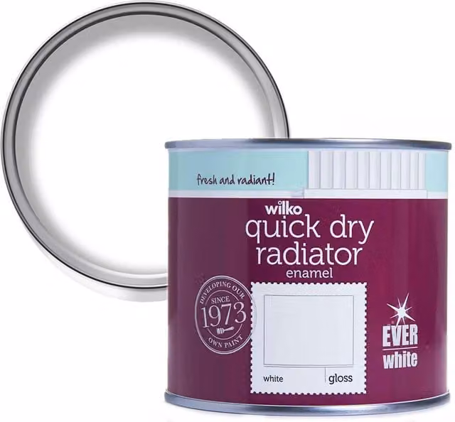 wilko Quick Dry Gloss Radiator Enamel, White, 500ml