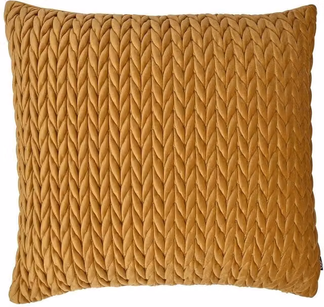 J Rosenthal & Son Plain Square Velvet Cushion in Gold and Orange, W/D/H: 43 x 43 x 43 cm