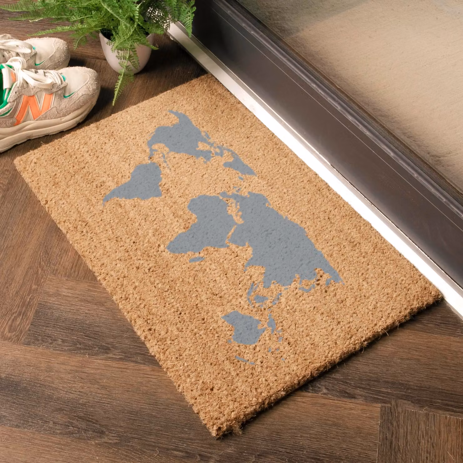 Artsy Mats World Map Grey Coir Doormat, W/D: 60 x 40 cm – 2
