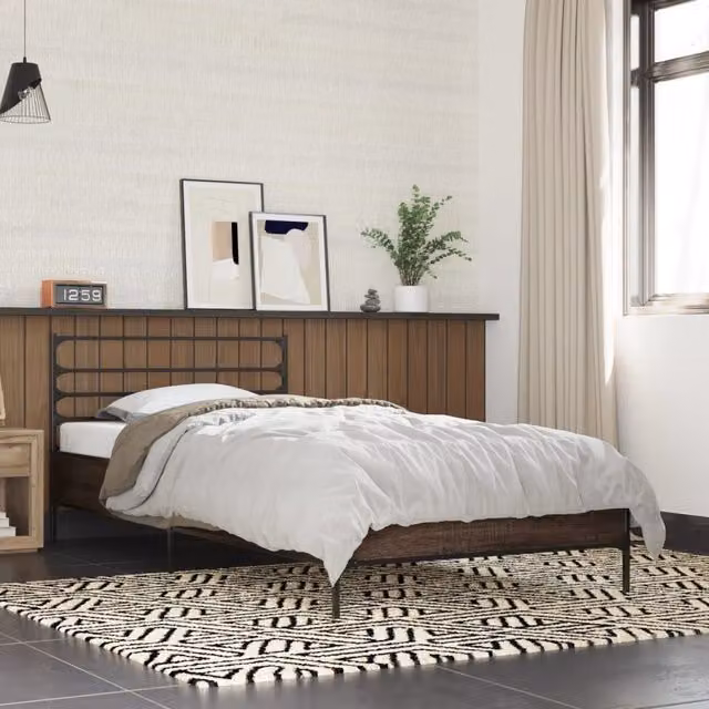 Berkfield Home Bed Frame in Brown Oak, W/D/H: 100 x 200 cm
