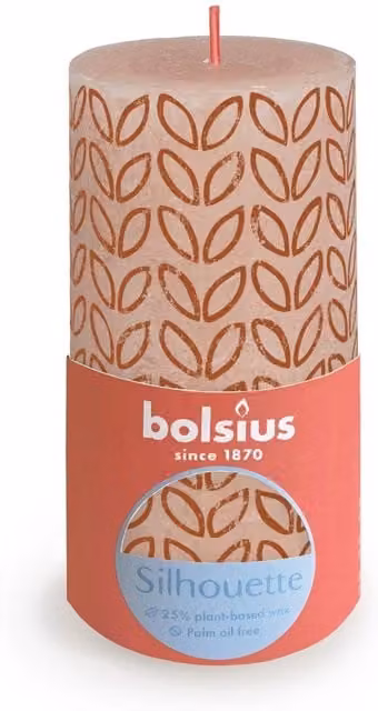 Bolsius Rustic Silhouette Pink Pillar Candle