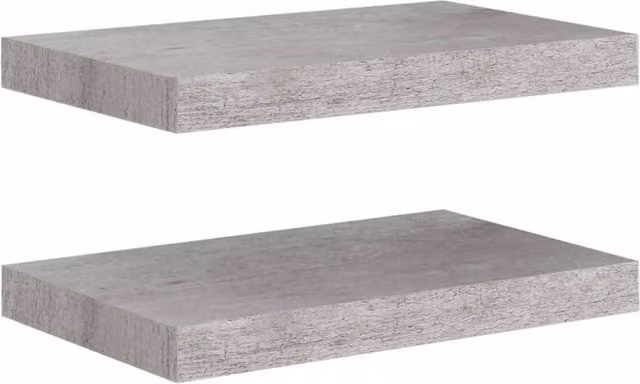 Berkfield Home Floating Wall Shelves, 2 Piece Set, Concrete Grey MDF and Metal, W: 40 cm, D: 23 cm, H: 3.8 cm – 1