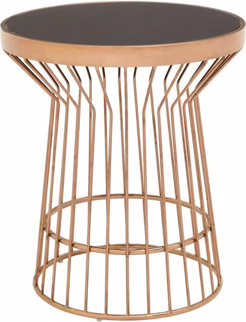 Orsina Round Glass and Metal Side Table in Gold and Black, W/D/H: 50 x 50 x 57 cm – 1