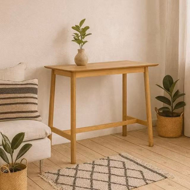 Wyld Haus Quietwood Oak Bar Table in Natural Brown, H 105.0 cm x W 60.0 cm x D 60.0 cm – 1