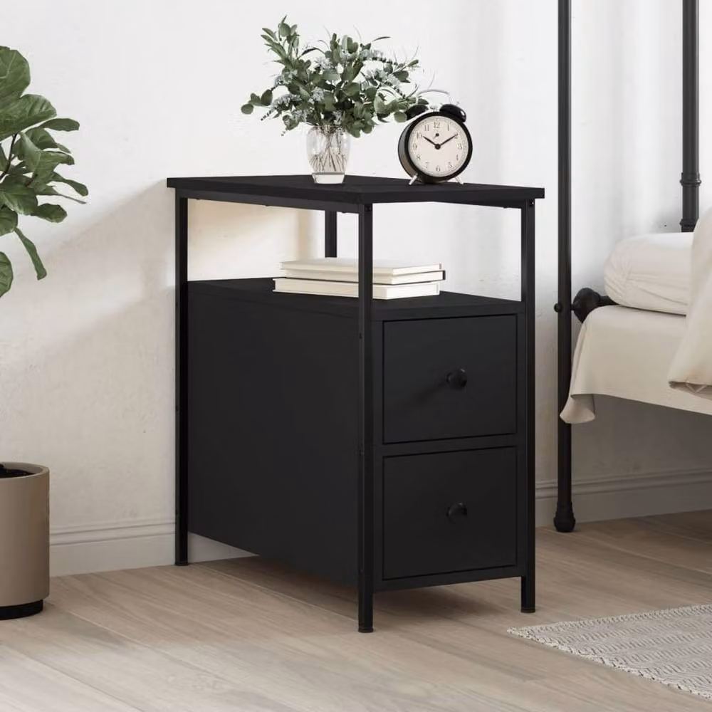 Berkfield Home Durable Black Bedside Cabinet W/D/H: 30 x 60 x 60 cm – 2