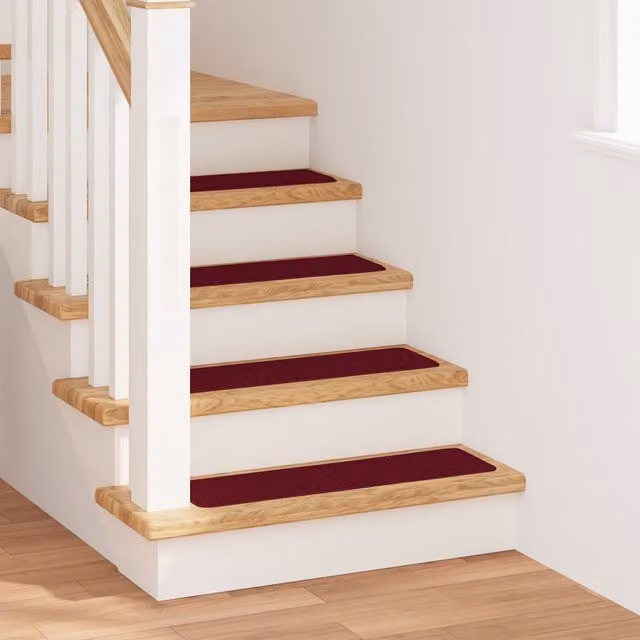 Berkfield Home Non-Slip Stair Mats with Latex Backing, Bordeaux Red, W/D: 20 x 75 cm