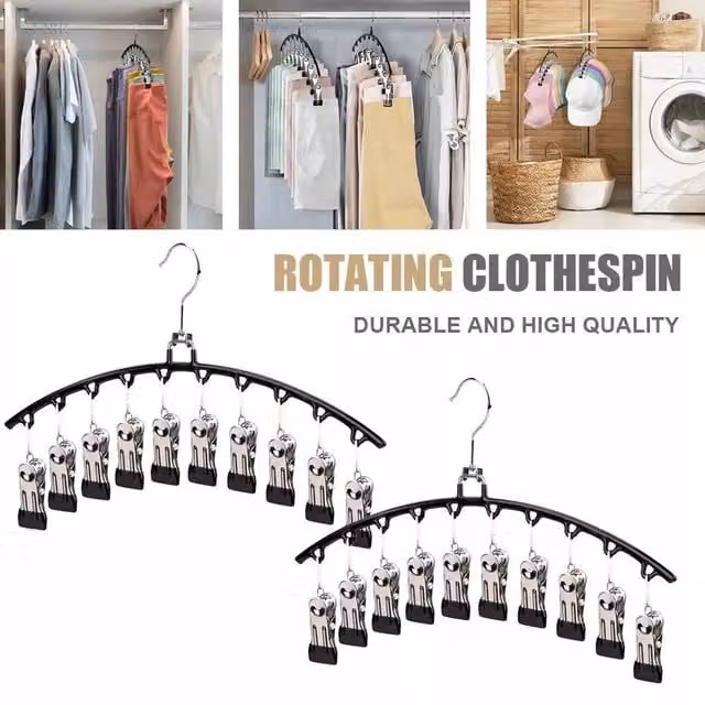 NESTLUNE 2 Metal Clip Coat Hangers in Black