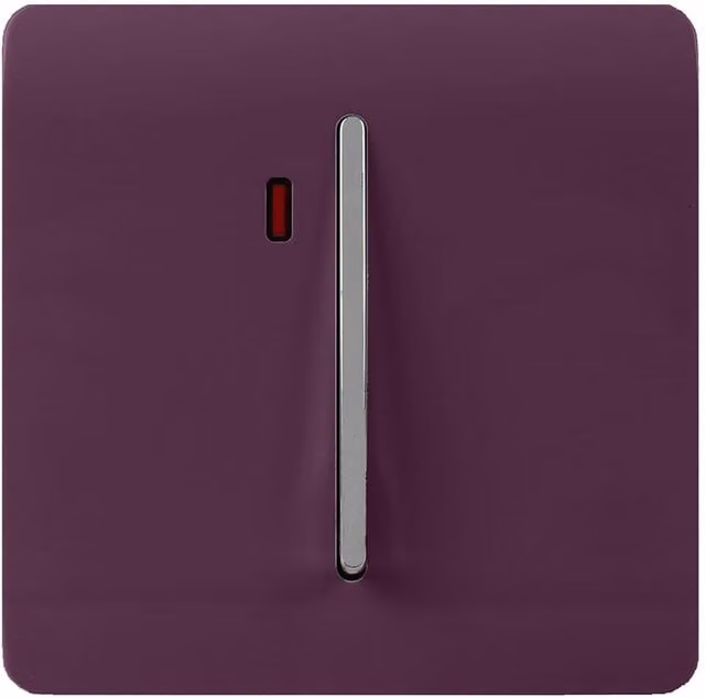 Trendi Flush 1 Gang 20 Amp Heavy Duty Rocker Switch in Plum Purple and Chrome