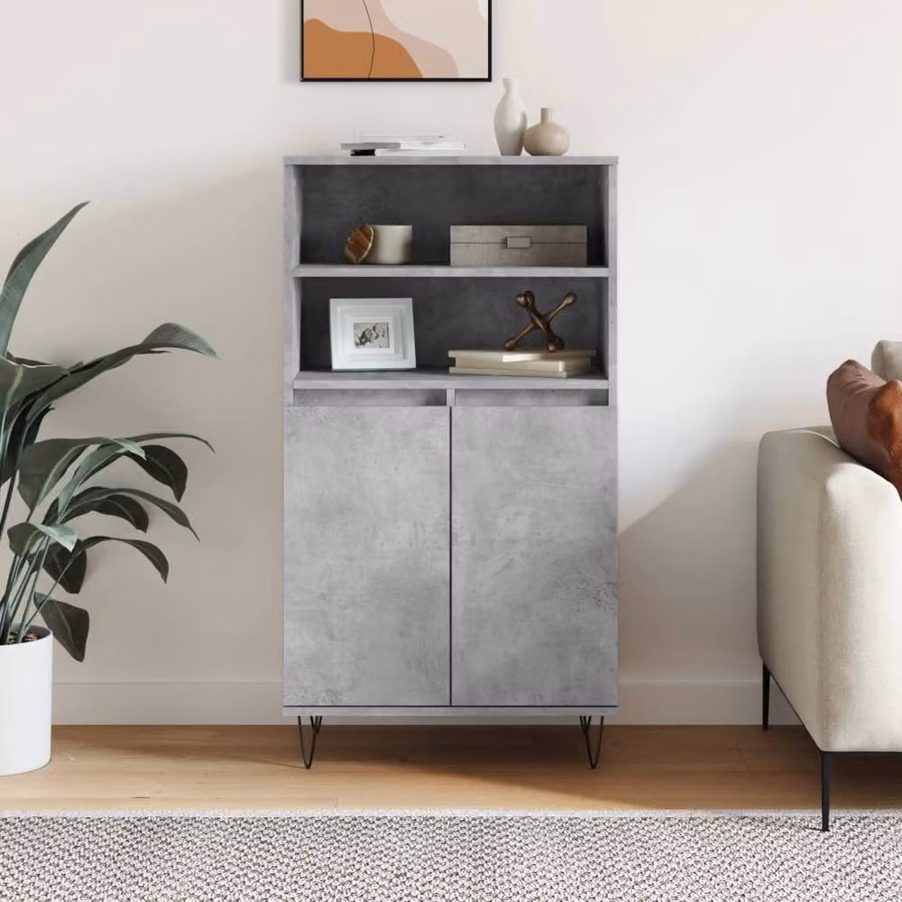 Berkfield Home Highboard in Concrete Grey, W: 60 cm, D: 36 cm, H: 110 cm – 2