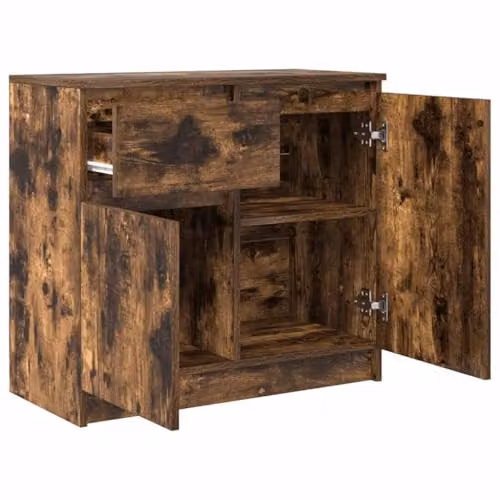 vidaXL Sideboard with Drawer in Brown Smoked Oak, W/D/H: 71 x 35 x 65 cm – 7