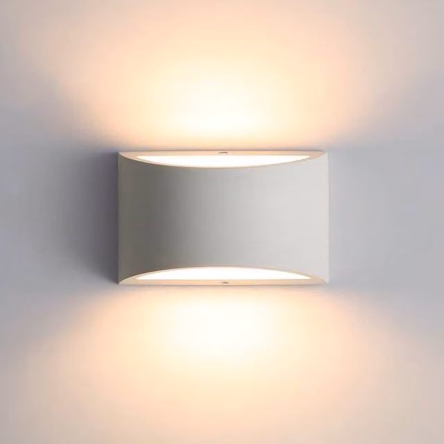 Pheashine White Geometric Plaster LED Wall Light, 7W, 3000K Warm White, 20cm – 1