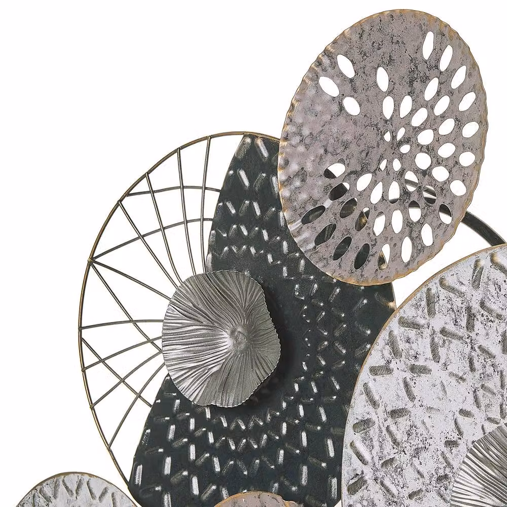 Wyld and Coco Industrial Metal Geometric Wall Circles in Silver, Black and White – 3