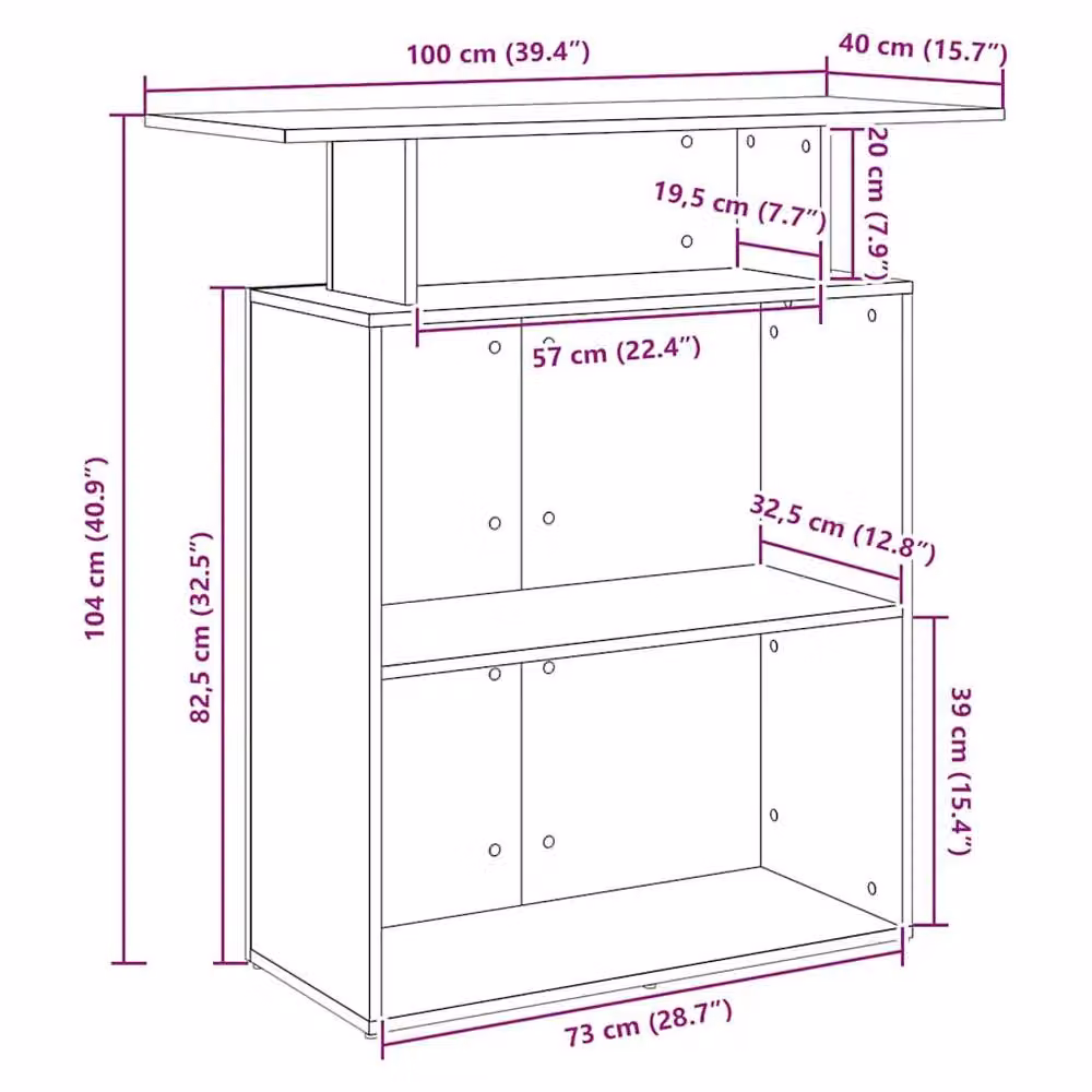 Berkfield Home Black Modern Reception Desk in Engineered Wood, W: 100 cm, D: 40 cm, H: 104 cm – 6