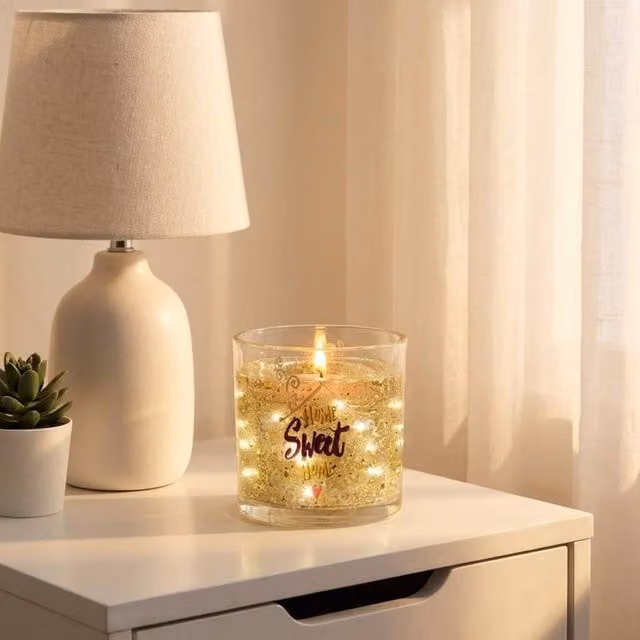 Garden Greatness Home Sweet Home Multicolour LED Gel Candle in Glass – 4